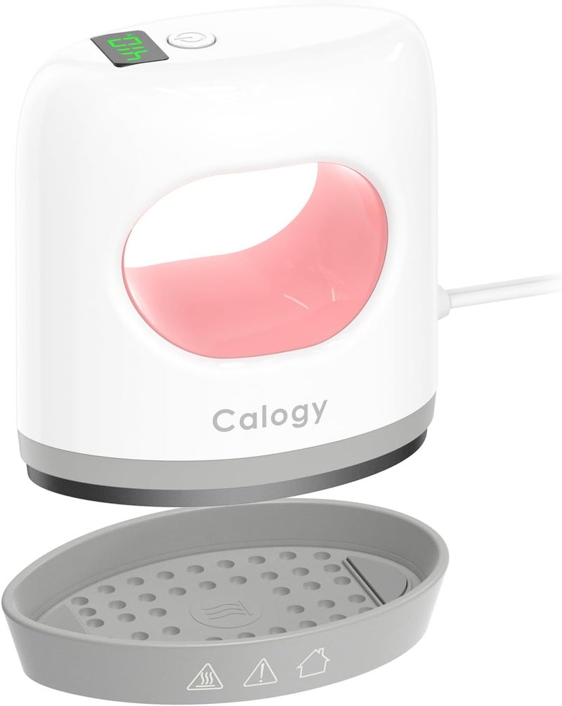 Calogy Super Mini Heat Press Machine, Fast Up to Max 410℉ in 3Mins & 4 Heating Setting with LED Display, Mini Iron for Crafting with Precision Tip, Easy for Small Objects Like Shoes, Hats (White Pink) - Image 1